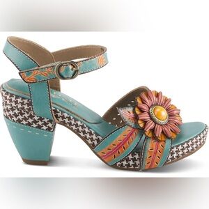 L'Artiste Spring Step Leather Astarr Ankle Strap High Heel Sandal Sz 37 (US 7)